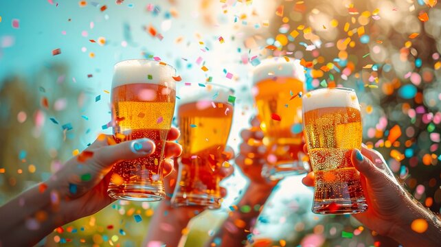 Cheers with beer glasses on National American Beer Day