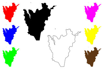 Obraz premium Northeastern Region (Iceland island, Regions of Iceland) map vector illustration, scribble sketch Norourland eystra map