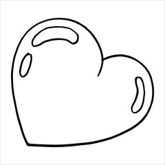 Vector hand-drawn childlike doodle heart icon. Black stroke on white background..