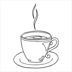 Cup with tea bag hand drawn outline doodle icon. Hot drink - tea cup vector sketch.