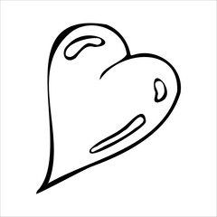 Vector hand-drawn childlike doodle heart icon. Black stroke on white background..
