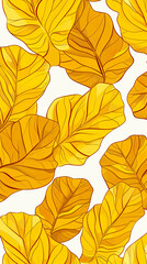 Fototapeta premium Autumn Leaves Pattern. Golden Fiddle Leaf Design for Prints and Decor