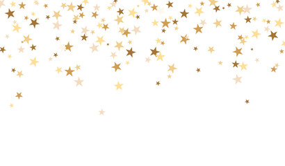 Confetti stars background. Gold stars falling border