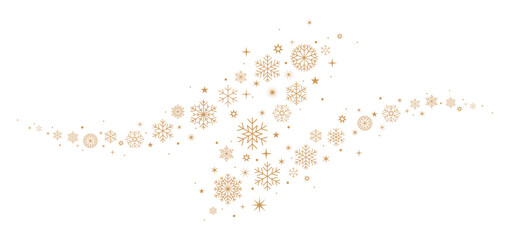 Gold snowflakes and stars border, Christmas divider, banner