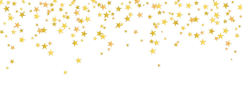 Star confetti background, gold star banner, border