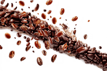 Explosión de granos de café tostados, Fondo transparente