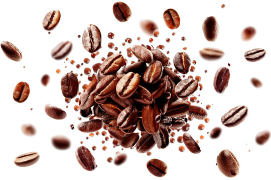 Explosi&oacute;n de granos de caf&eacute; tostados, Fondo transparente