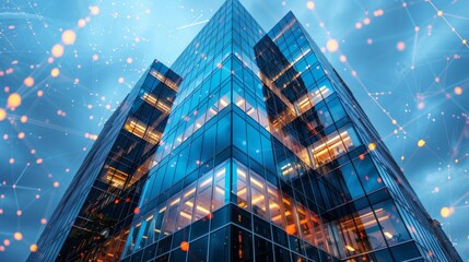 tech-forward architecture, cutting-edge office building boasting automation technology, symbolizing modern enterprises commitment to digital transformation