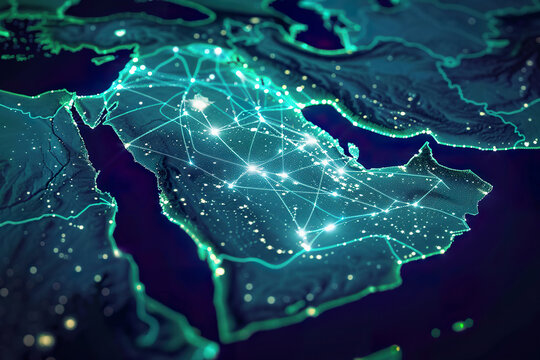 Digital Map of Saudi Arabia and Middle East Connectivity Network