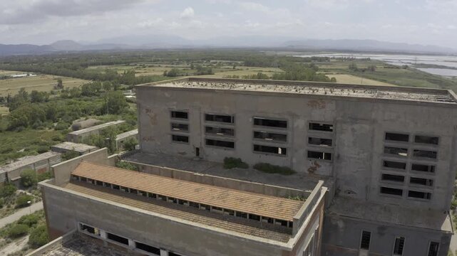 Aerial, Abandoned Centrale Di Sanda Caterina, Sardinia, Italy