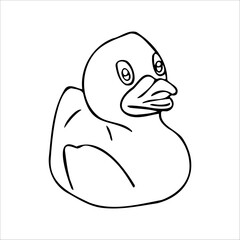 Bath duck hand drawn outline doodle icon. Rubber bath duck for baby bathtub vector sketch illustration for print, web, mobile and infographics isolated on white background.