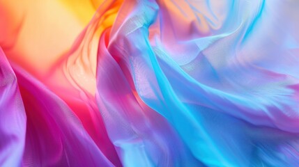 Fototapeta premium Vibrant transparent fabric flowing in the wind, creating abstract shapes and movement