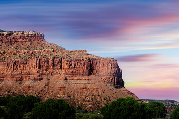 Fototapeta premium View from road trip with sunset over the rock mountains in Arizona, 