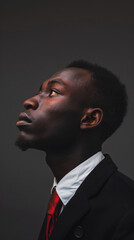 Fototapeta premium Young Black Man in a Stylish Black Suit