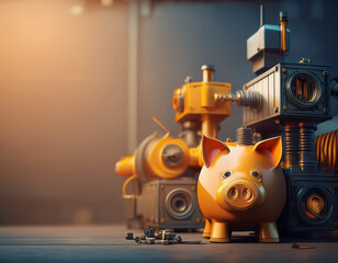 Fototapeta premium Cute Minimalist Piggy Bank Illustration Adorable and Simple Savings Concept