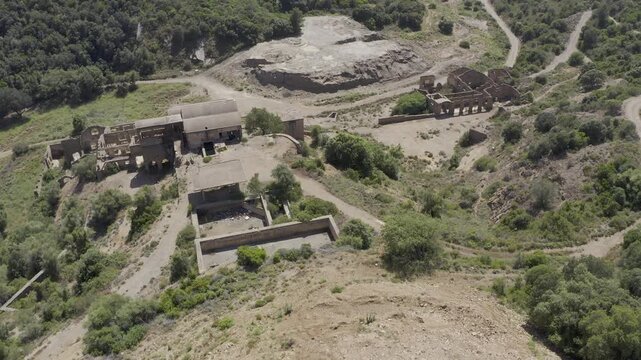 Aerial, Abandoned Seddas Moddizis Mine, Sardinia, Italy
