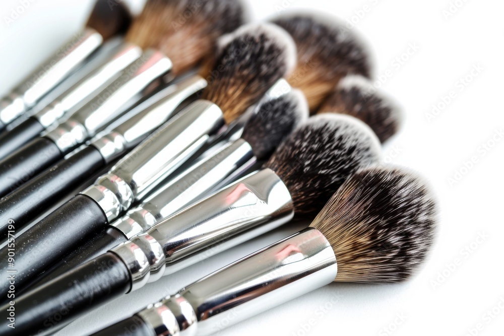 Wall mural makeup brush set isolated on white background. beauty cosmetic tool for beautiful make-up