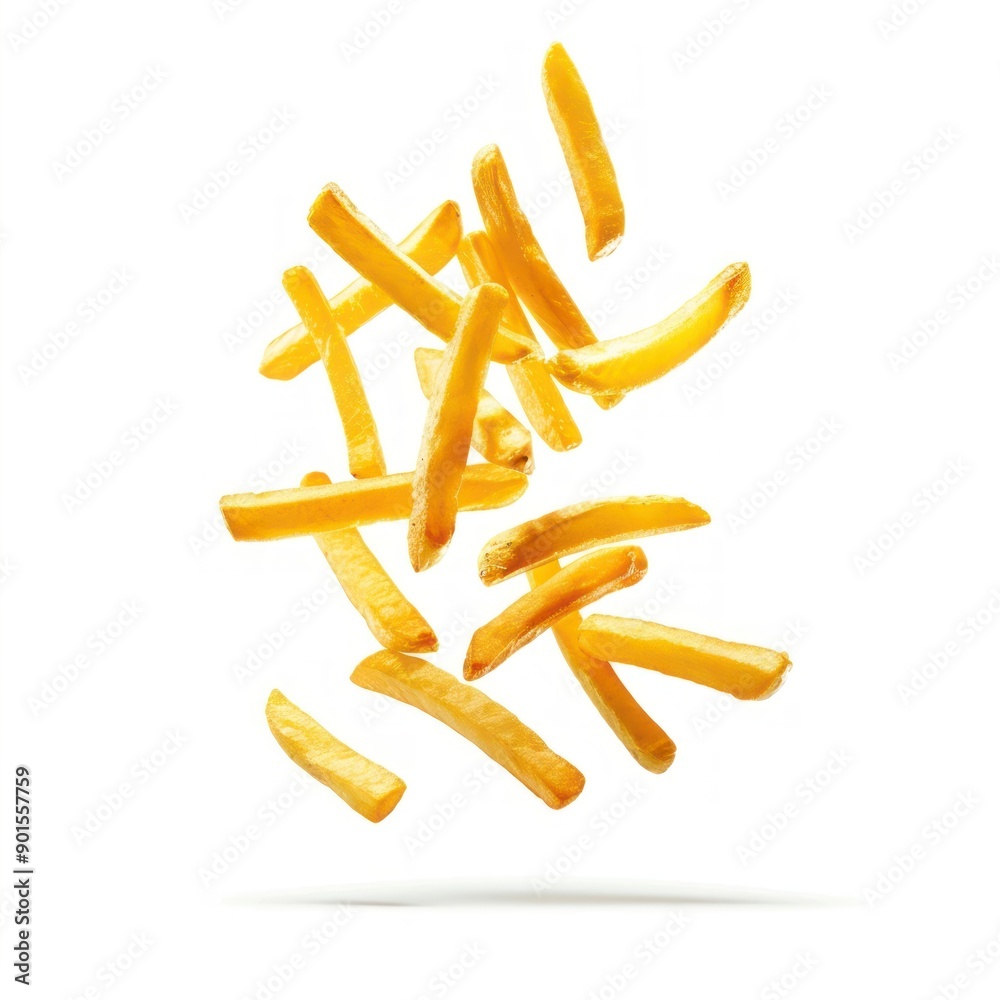 Sticker golden crispy fries floating