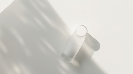 White deodorant packaging on a clean surface with shadows of leaves, perfect for beauty products. Customize the blank mockup for creative branding