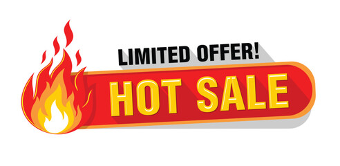 Hot sale price limited offer. Vector label template on transparent background