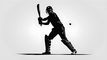 Baseball player silhouette logo on white background. Generative AI