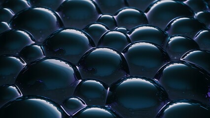 Dark blue metallic bubbles texture background.