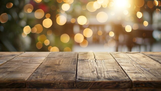 This scene features a wooden tabletop with bokeh lights and a blurred background. It is ideal for pr_1(323).