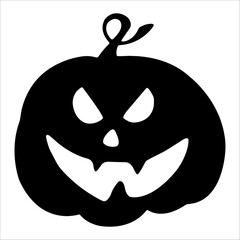 Halloween pumpkin with a sinister smile. Vector concept in doodle and sketch style. Hand drawn illustration for printing on t-shirts, cards. Icon and logo idea..