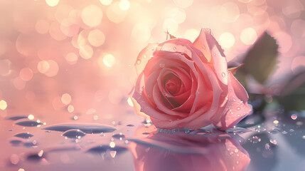 Abstract pink romantic floral art illustration