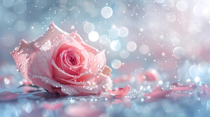 Abstract pink romantic floral art illustration