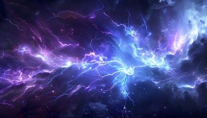 Powerful electrical round discharge hitting from side to side realistic vector illustration isolated on black background. Blazing lightning circle strike in darkness Electric energy flash light effect