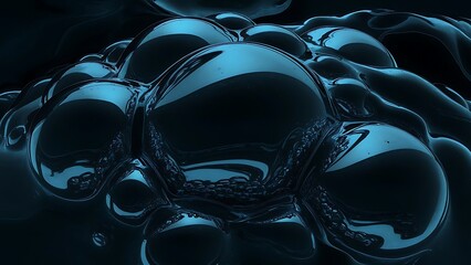 Obraz premium Dark blue metallic bubbles texture background.