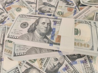 close up fiat money 100usd banknotes,Pile of United States of America 100 dollar bills,Finance, banking,cash, savings,fiat  money concept,100 dollar bill currency,Group of money stack of 100 US dollar