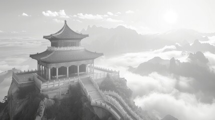 Featuring traditional Chinese architectural landscapes as wallpaper