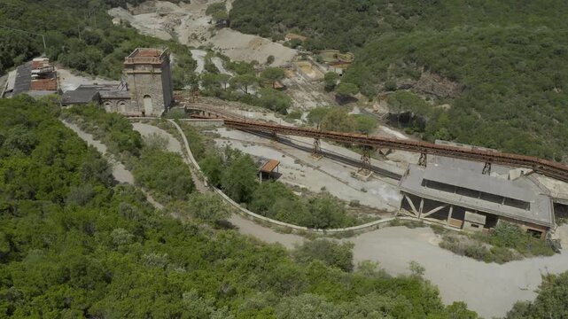 Aerial, Abandoned Miniera di Sanna, Sardinia, Italy