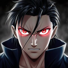 portrait of anime man with black hair