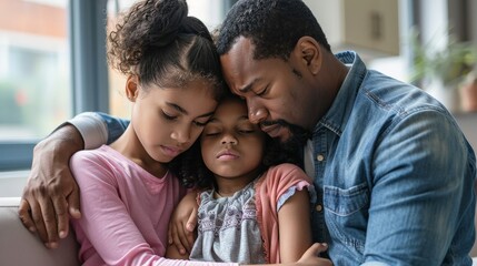 Fototapeta premium Parents comforting their daughter before a minor surgical procedure