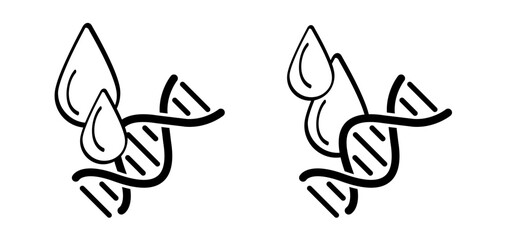 DNA with blood drops. DNA string, double helix spiraal line. blood types, donor concept blood. Medical concept of biochemistry with dna molecule. Analysis test tools. Search data.