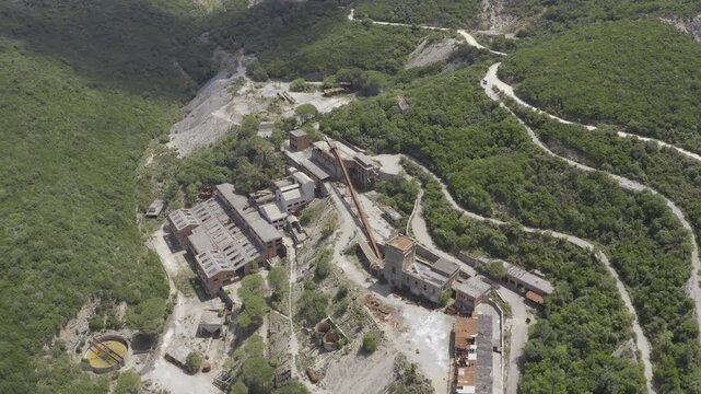 Aerial, Abandoned Miniera di Sanna, Sardinia, Italy