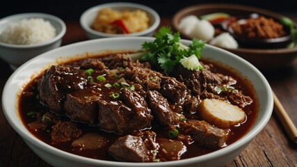 Freshly cooked Filipino food called Beef Pares.