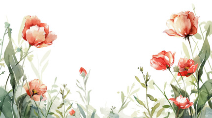 Watercolor carnations and tulips, flower frame, mother's day poster, women's day, women, mother, birthday, valentine's day