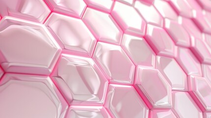 Delicate Pastel Pink Cell Wall with Abstract Geometric Hexagon Shapes