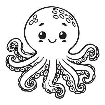 recommend clip art: Line art of octopus cartoon vector