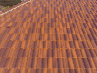 Background of orange brown new house roof texture in rural village real estate industry