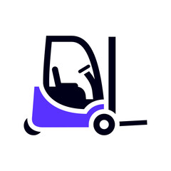 Forklift truck transport flat icon, side view