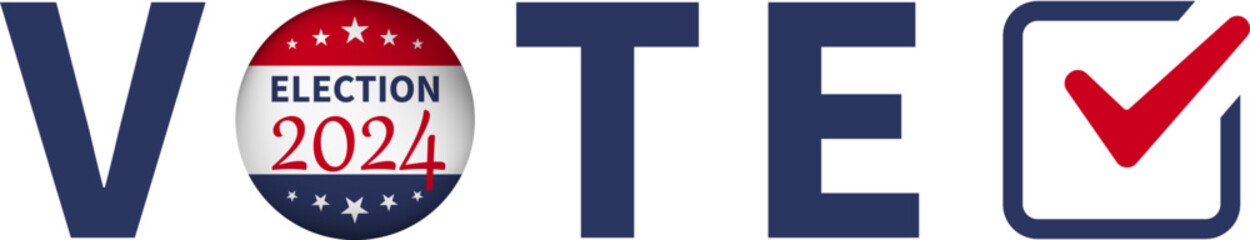 United States Presidential Election 2024. US Flag. November 2024. Do the choice. Voting. Ballot box and check mark. Candidate election. Vector illustration