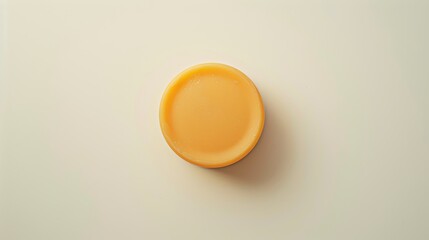 Vibrant round orange soap bar on a clean white background, representing cleanliness and self-care. Ideal for daily skincare rituals