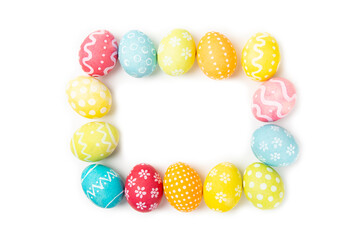 Easter eggs isolated on a white background. Handmade colorful Easter eggs. Easter celebration concept.