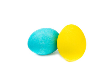 Easter eggs isolated on a white background. Handmade colorful Easter eggs. Easter celebration concept.