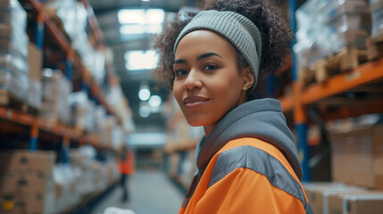 Salesperson packing items in a neat, organized workspace, as the logistics team prepares shipments.
